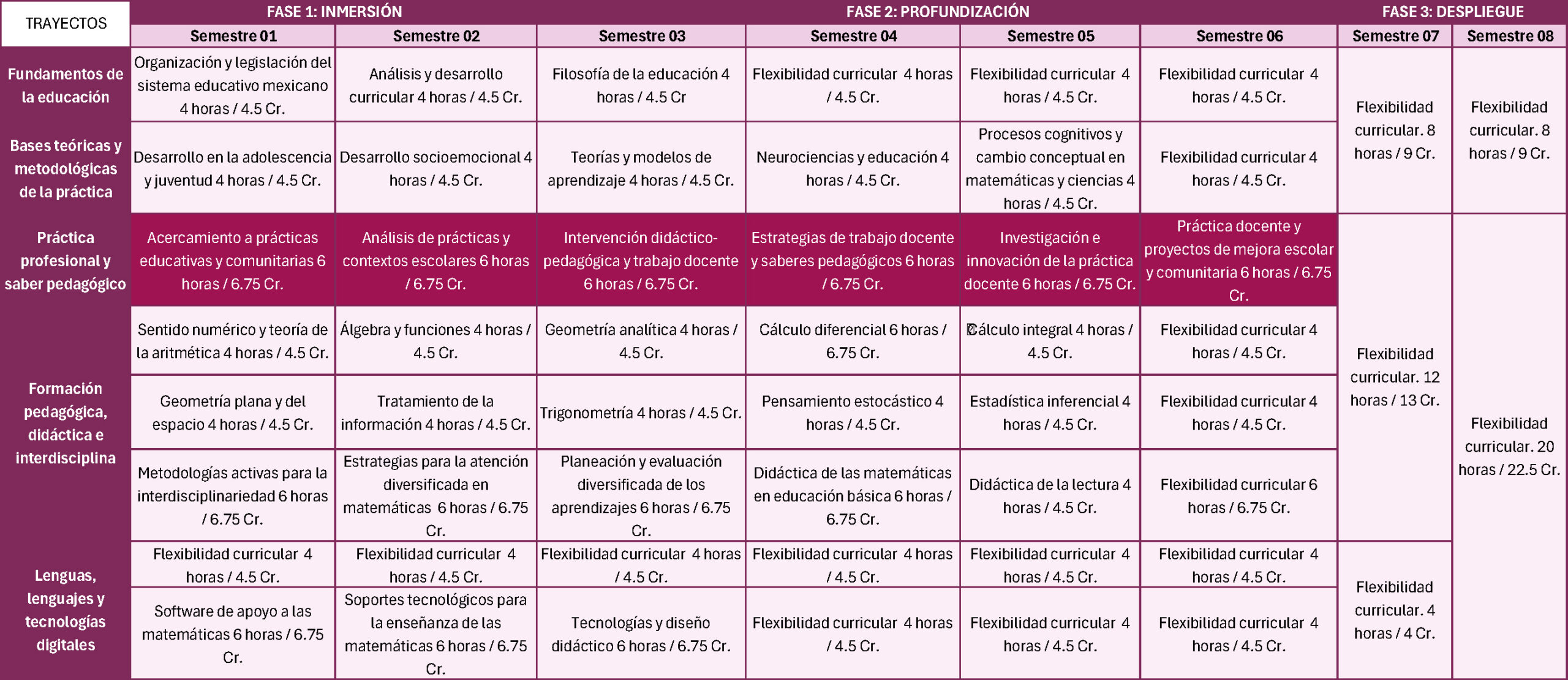 malla curricular matematicas